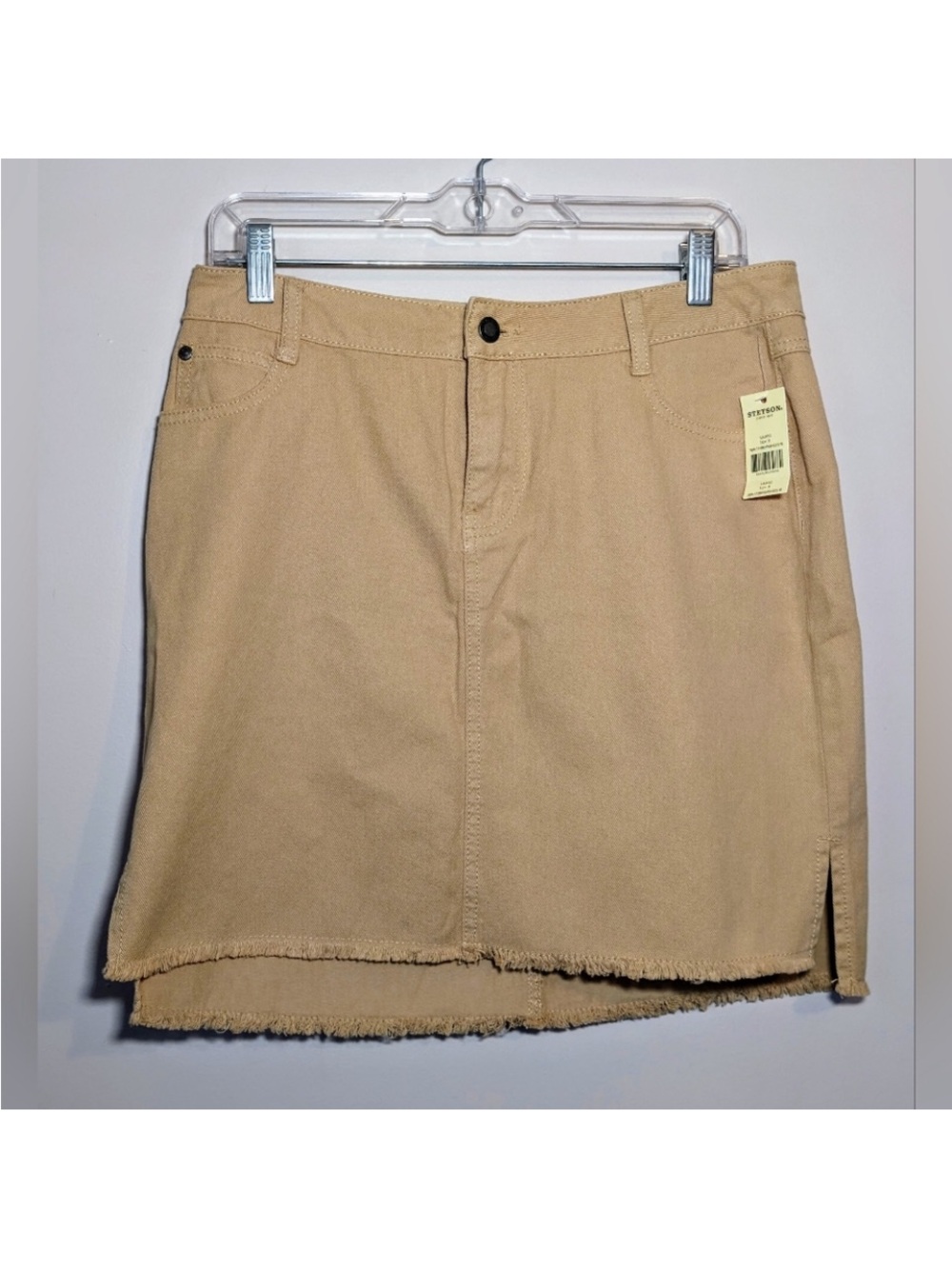 Women’s Stetson Mustard/ Beige Frayed Hem Denim Skirt size 8